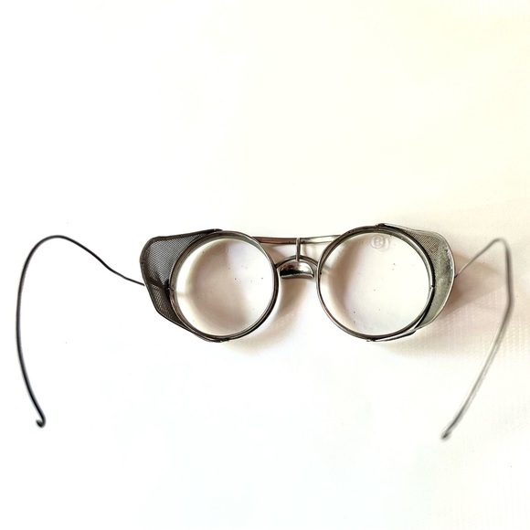 Antique Steampunk Safety Glasses Unisex Metal Glass Mesh Vintage Clear Glass - Picture 2 of 16